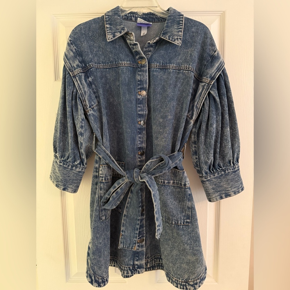 Denim Belted Shirt Mini Dress